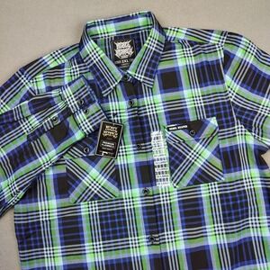 Rebel Reaper Flannel Shirt Women 2XL XXL Blue Plaid Workwear (NOT DIXXON) New